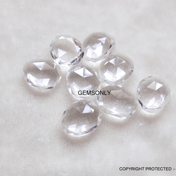 NATURAL CRYSTAL rose cut flat cut polkis egg shape crystal 10x12mm crystal rosecut top bootom flat faceted cut AAA quality rosecut