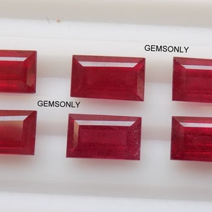 NATURLIG RUBINSlipad Baguette 3 x 6 mm röd rubin Baguette Rektangulär 3 x 6 mm Fasettslipad rödaktig rubin fasettslipad Baguette bordslipad rubin födelsesten