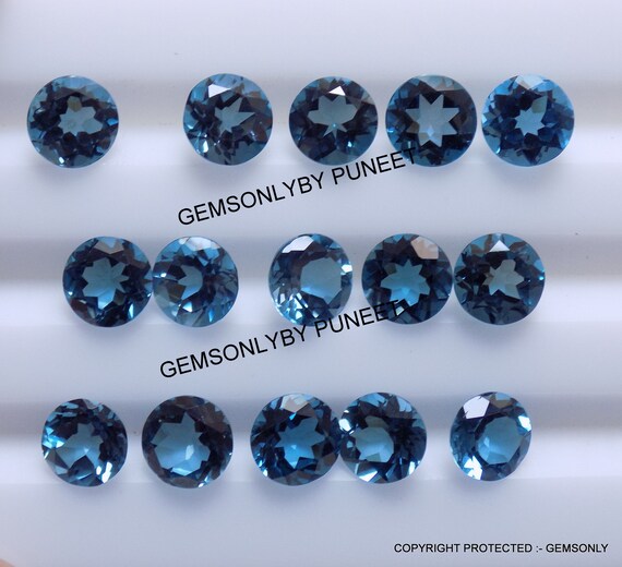 1pc 7mm Natural London Blue Topaz Round 7MM Round London