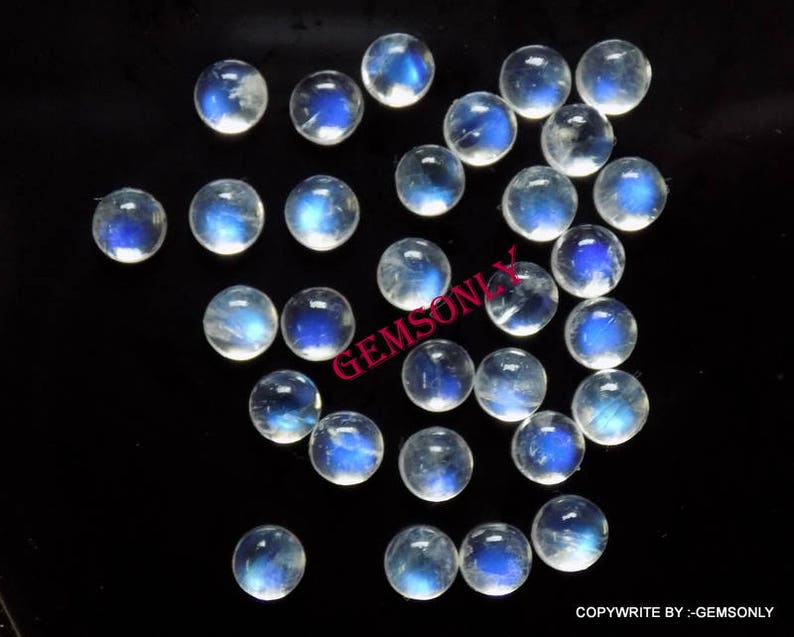 30pc 4mm Natural Rainbow Moonstone cabochon round 4mm blue flash 4mm rainbow moonstone 4mm round blue rainbow cabochon 4mm round super blue