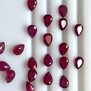 7 x 5 mm natuurlijke robijnrode peervorm 7 x 5 mm SNIJSTEEN gefacetteerde geboortesteen juli robijn 7 x 5 mm peervorm roodachtige kleur loodvulling traktatie robijnen peren 7 x 5 mm