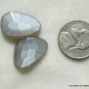 2pc 14x20mm NATURAL GRAY moonstone rosecut flat bottom top rosecut nice uneven shape moonstone gray rosecut uneven image 1