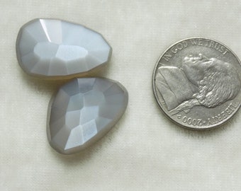 2pc 14x20mm NATURAL GRAY moonstone rosecut flat bottom top rosecut nice uneven shape moonstone gray rosecut uneven