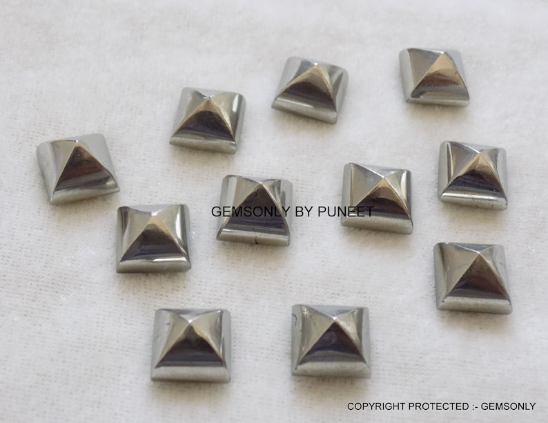 6MM NATURAL PYRITE PYRAMID golden pyrite cabochon 6mm smooth poliesh pyrite 6mm sq pyramid golden pyrite natural healing stone 6mm square image 2