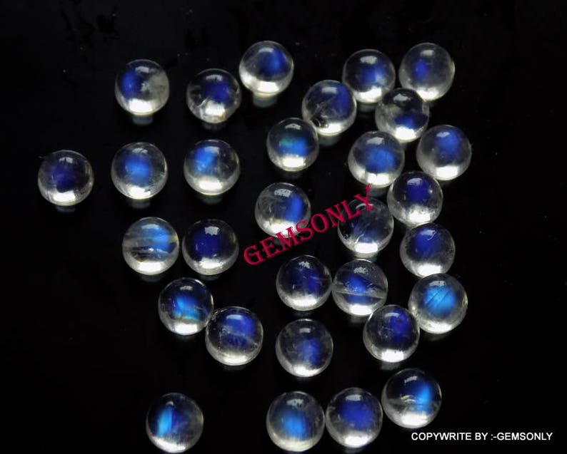 30pc 4mm Natural Rainbow Moonstone cabochon round 4mm blue flash 4mm rainbow moonstone 4mm round blue rainbow cabochon 4mm round super blue