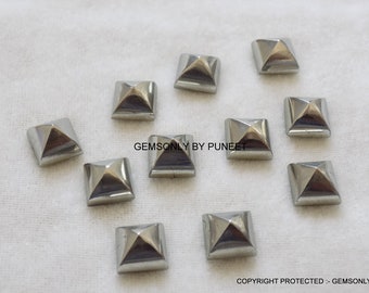 6MM NATURAL PYRITE PYRAMID golden pyrite cabochon 6mm smooth poliesh pyrite 6mm sq pyramid golden pyrite natural healing stone 6mm square