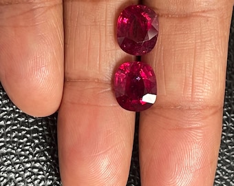 2pc Rubelite faceted cushion 9x11mm Rubelite royal ruby color unheated matching pair