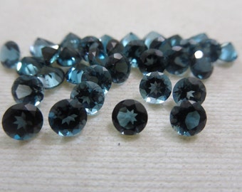 London Blue Topaz Round 5x5 mm-2 Pcs AAA nice quality London blue topaz dark color luster blue topaz 5mm round best deal wonderful cutstone