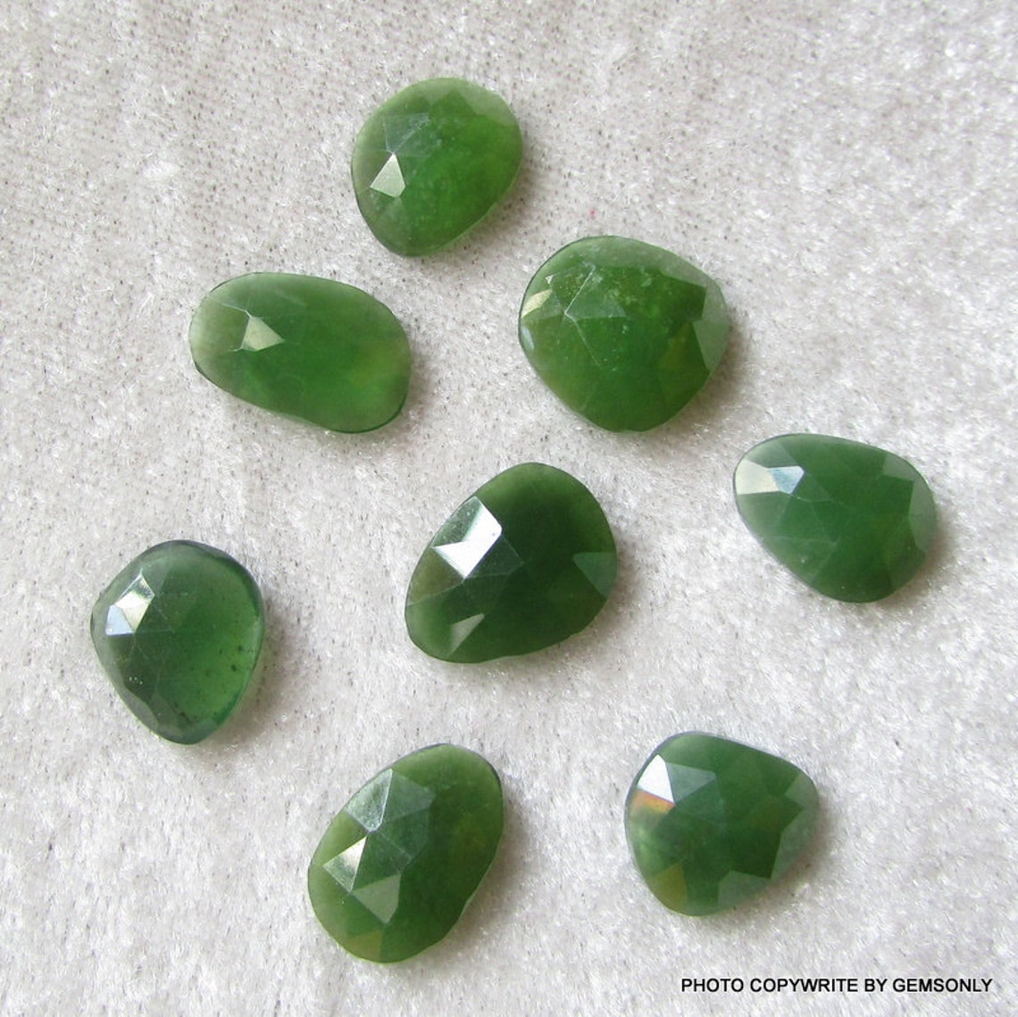 8pc GREEN SERPENTINE Rose Cut Flat Cut Polkis 30.30cts Serpentine ...
