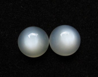2pc 15MM Natural Moonstone Round 15MM cabochon white moonstone 15mm round white sheen 15mm cabochon white moonstone matching pair moonstone