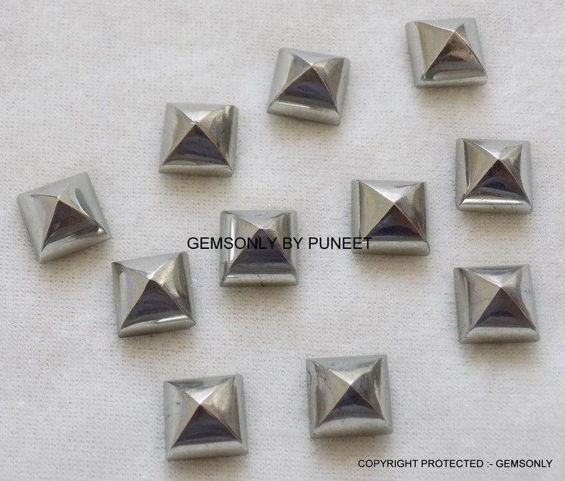 6MM NATURAL PYRITE PYRAMID golden pyrite cabochon 6mm smooth poliesh pyrite 6mm sq pyramid golden pyrite natural healing stone 6mm square image 3