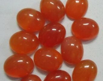 12pc AAA Natural Carnelian Oval Cabochons, 8x10mm Orange Gemstones