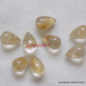 NATÜRLICHE GOLDEN verstümmelt Quarz Tropfen 8x12mm rutil Tropfen 8x12mm glatte goldene Rutil glatt Cabochon gold Quarz goldenen Niddle Quarz