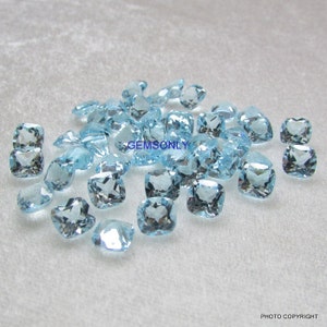 Almofada quadrada de topázio azul celeste natural de 7mm almofada quadrada de topázio azul 7x7mm facetada cutstone sky b.t. Topázio azul de qualidade AAA facetado de 7 mm melhor preço