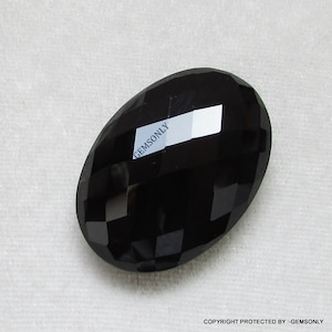 55.60 cts 24x34mm NATURAL BLACK ONYX oval Faceted briolette oval checker cutting huge black onyx both side cutting fine cut original stone