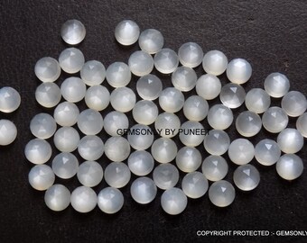 5mm Natural white moonstone round rosecut 5mm flat bottom top rose cut nice quality white moonstone round rosecut 5mm super quality