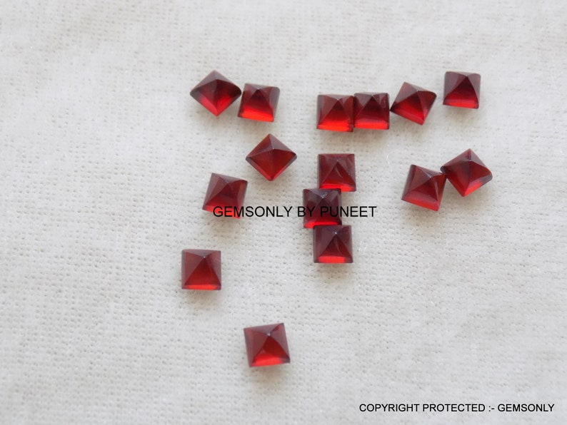 4MM NATURAL RED GARNET Pyramid cabochon 4mm smooth poliesh garnet 4mm sq pyramid red garnet healing stone 4mm square garnet mozambique image 2