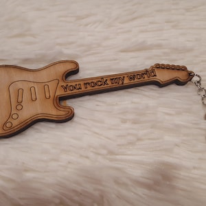You rock my world guitar key chain