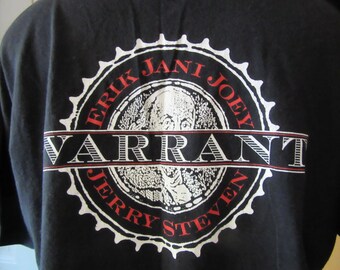 Vintage Tee Swing Black T-shirt, Warrant Metal Rock Band 1989 Tour