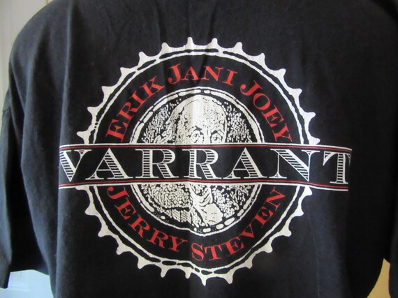Vintage Tee Swing Black T-shirt, Warrant Metal Rock Band