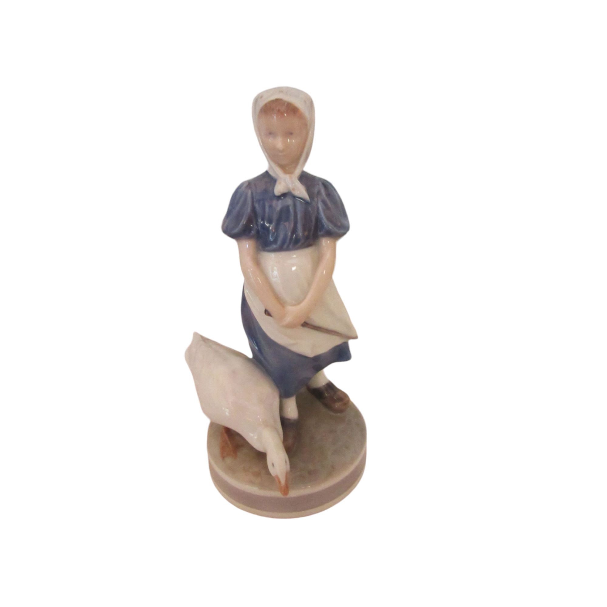 Vintage 1967, Royal Copenhagen #527 Porcelain Girl with Goose Figurine