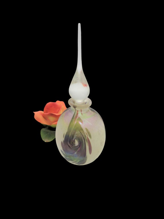 Pretty Frosted Iridescent Perfume Bottle by Glass… - image 2