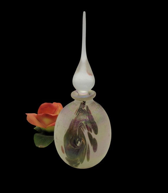 Pretty Frosted Iridescent Perfume Bottle by Glass… - image 1