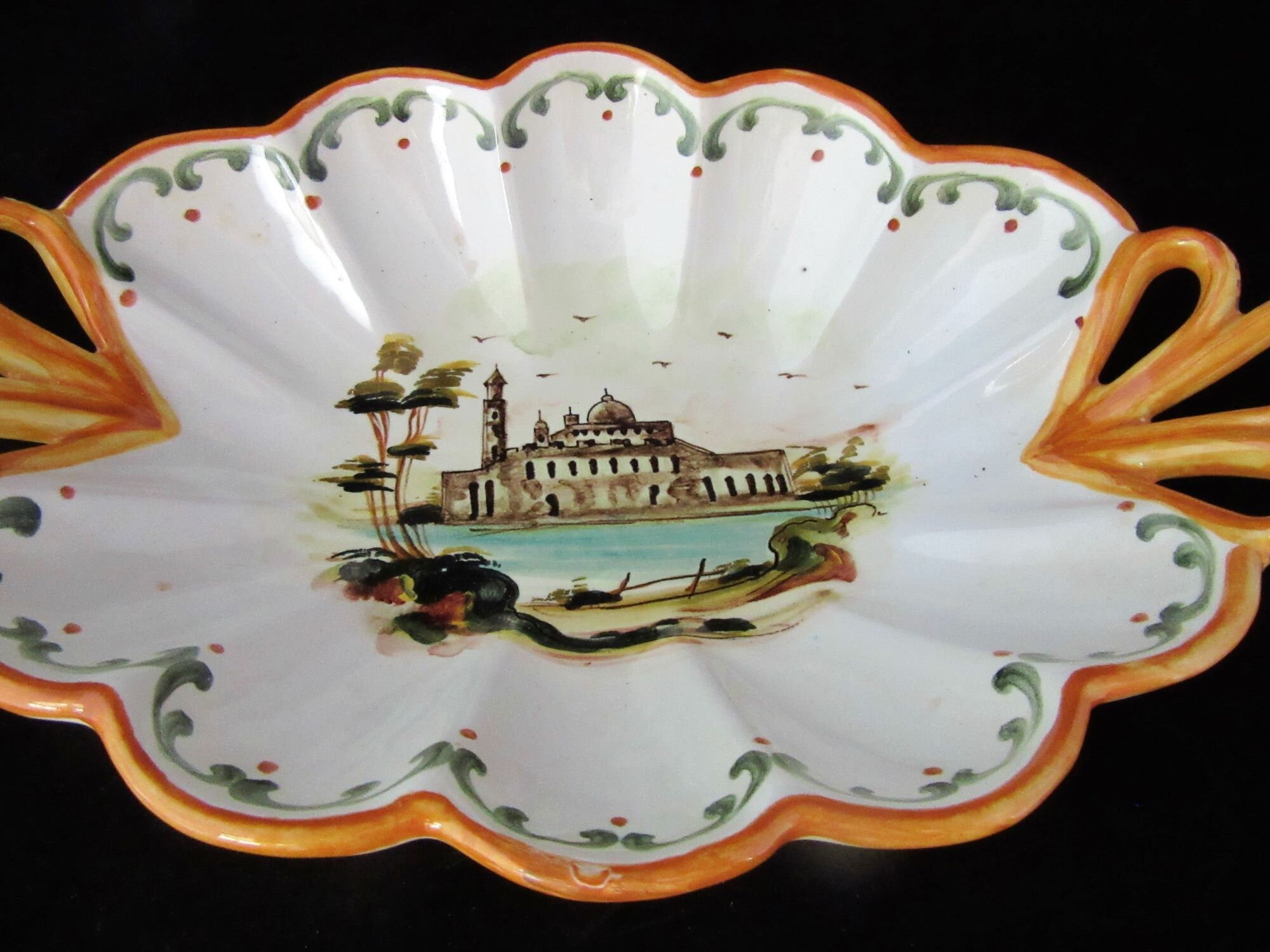Vintage Grazia Deruta Italy Venezia Hand Painted Majolica Handled