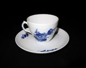 Vintage Royal Copenhagen Braided Blue Flowers Tea Cup and Saucer
