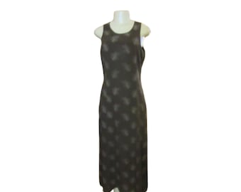 Vintage Y2K Ballinger Gold Brown Sleeveless Silk Midi Dress Size M