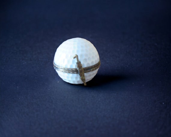 Limoges France Porcelain Golf Ball with Brass Umb… - image 1