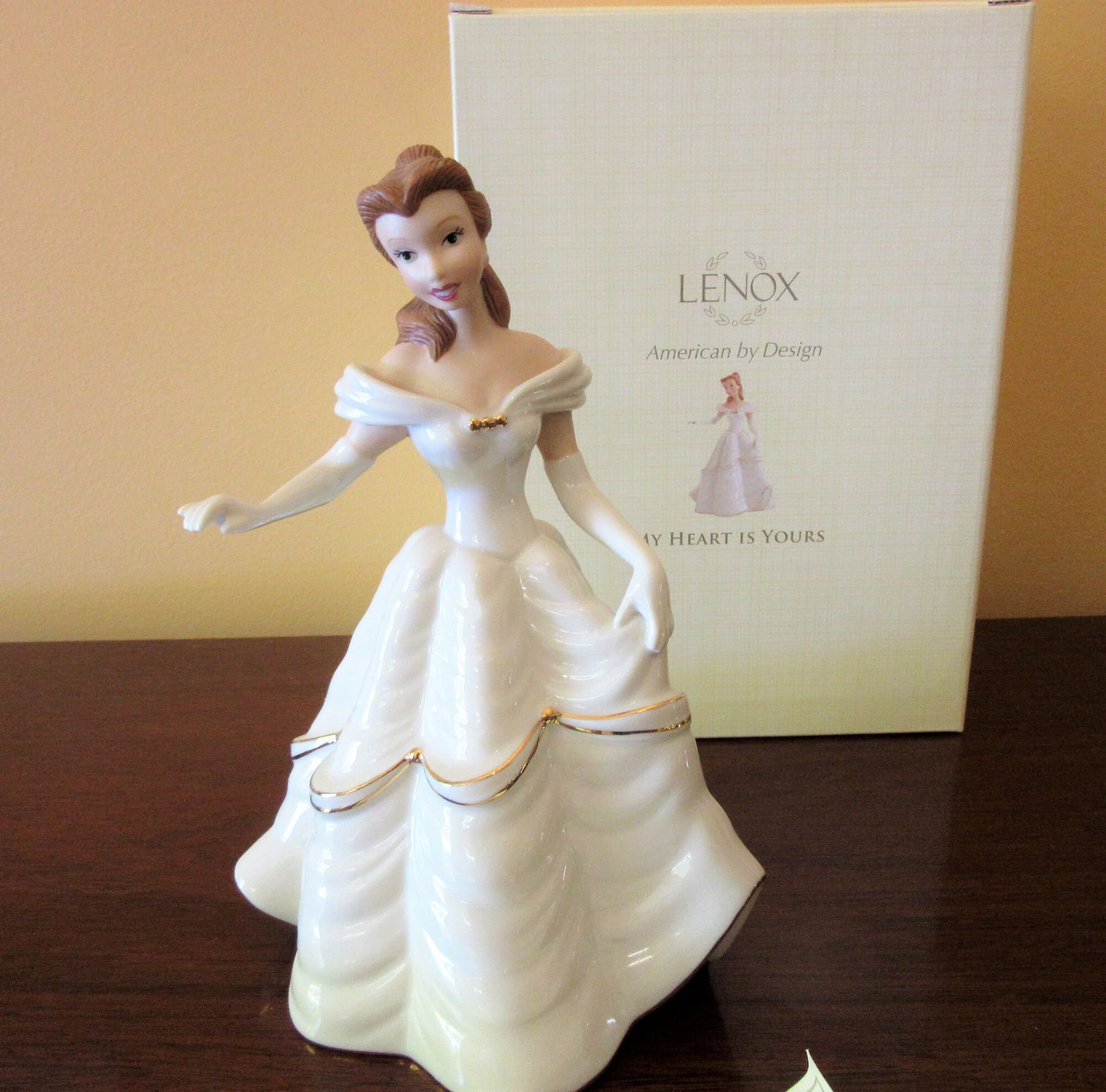 NIB、2 個、ディズニー レノックス「美女と野獣」フィギュア My Hand