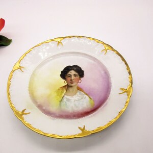 Antique 1900s Carl Tielsch CT Altwasser Portrait Plate of an Indian Woman