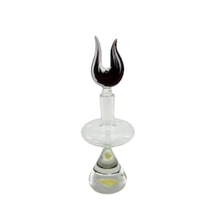 Art Deco Style Clear Glass Perfume Bottle with Purple Flame Dauber