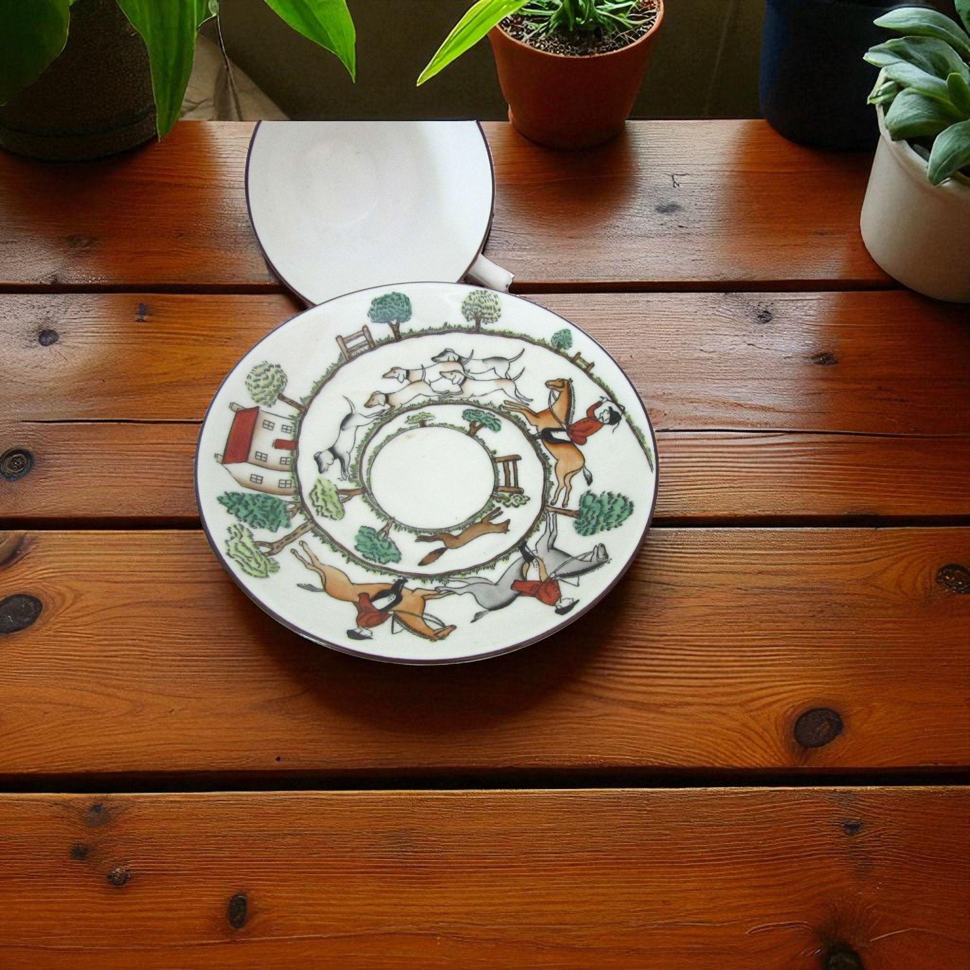 Vintage Crown Staffordshire Hunting Scene Tea Cup & Saucer VGC - Etsy