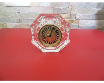 Vintage Waterford Crystal Octagon Paperweight Quartz Mantel Clock