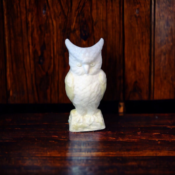 Vintage Belleek Owl Vase or Planter, 8 1/4" high, AS IS, Small Age Crack on Bottom Base