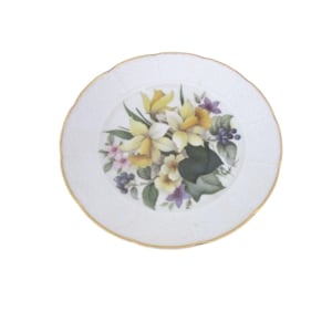 Vintage St. Martin Limoges Floral Porcelain Plate Hand Decorated 7 1/2&quot; Diameter