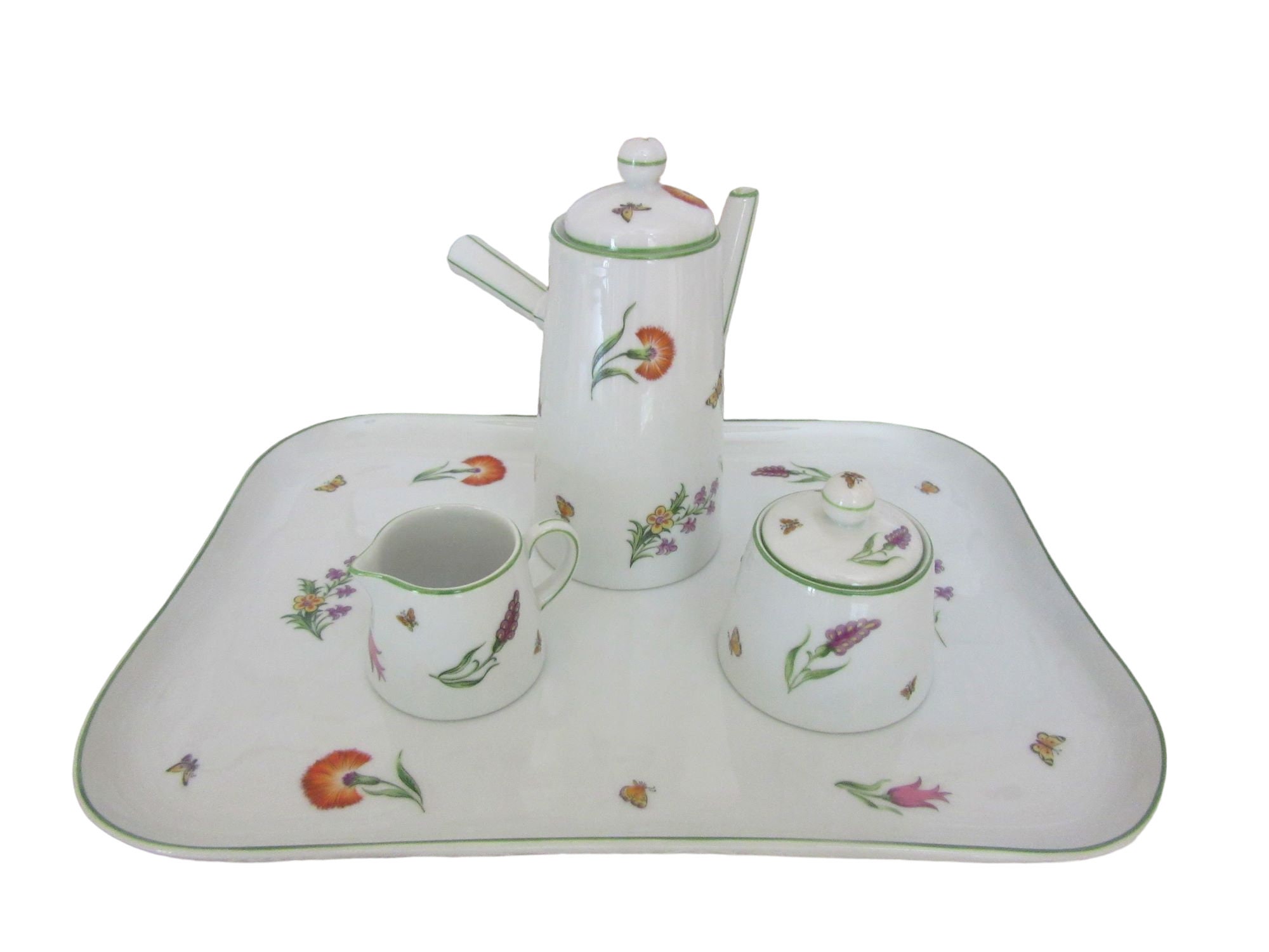 Vintage Limoges Tiffany & Co, Tiffany Garden Espresso Set, Tray