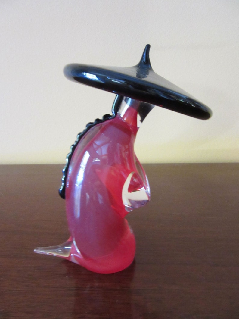 Vintage Archimede Seguso Murano Italy Red /& Black China Man Sitting Glass Figurine