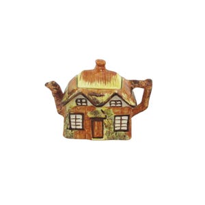 Price & Kensington Ye Olde Cottage Ware Teapot Hand Painted 1950s Vintage Ceramic Collectible