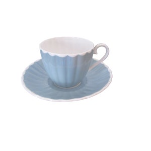 Susie Cooper Pale Blue and White Ribbed Tea Cup With Saucer - Etsy