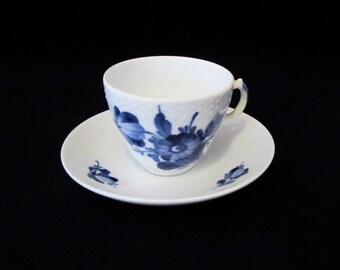 Vintage 1953 Royal Copenhagen Braided Blue Flower Cup and Saucer #8261