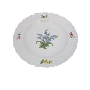 Antique Meissen Scalloped Porcelain Plate w Floral Motifs