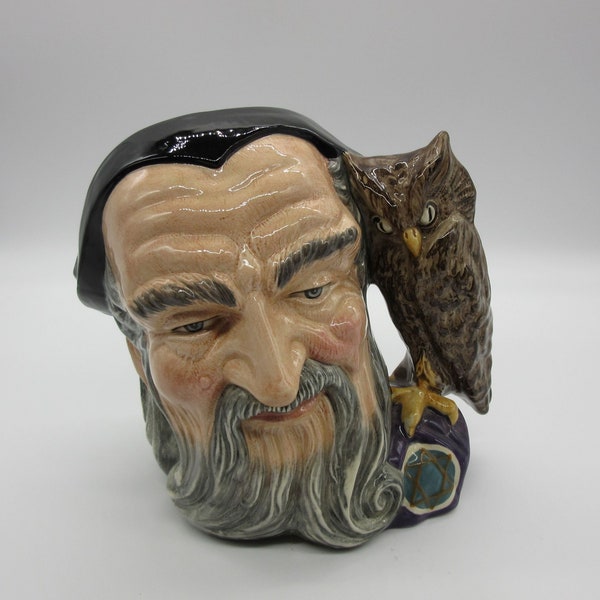 Vintage 50's Large Royal Doulton Character Jug/Mug, "Merlin", D6529 w Owl Handle