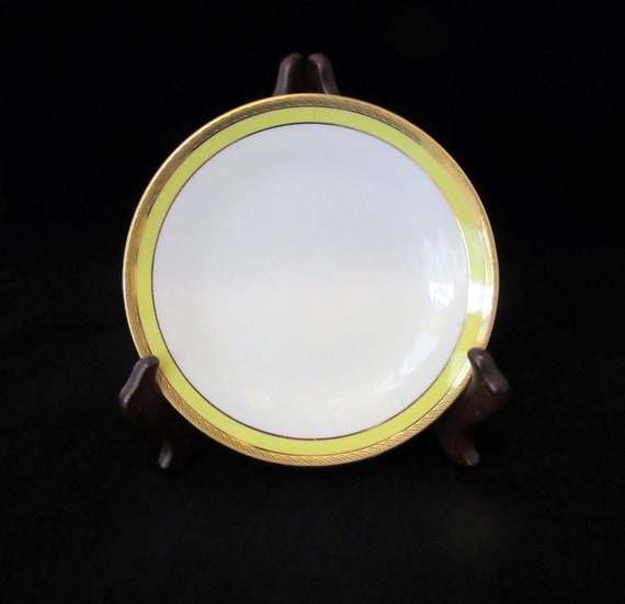 Vintage Richard Ginori Palermo Yellow Bread Plate with Gold