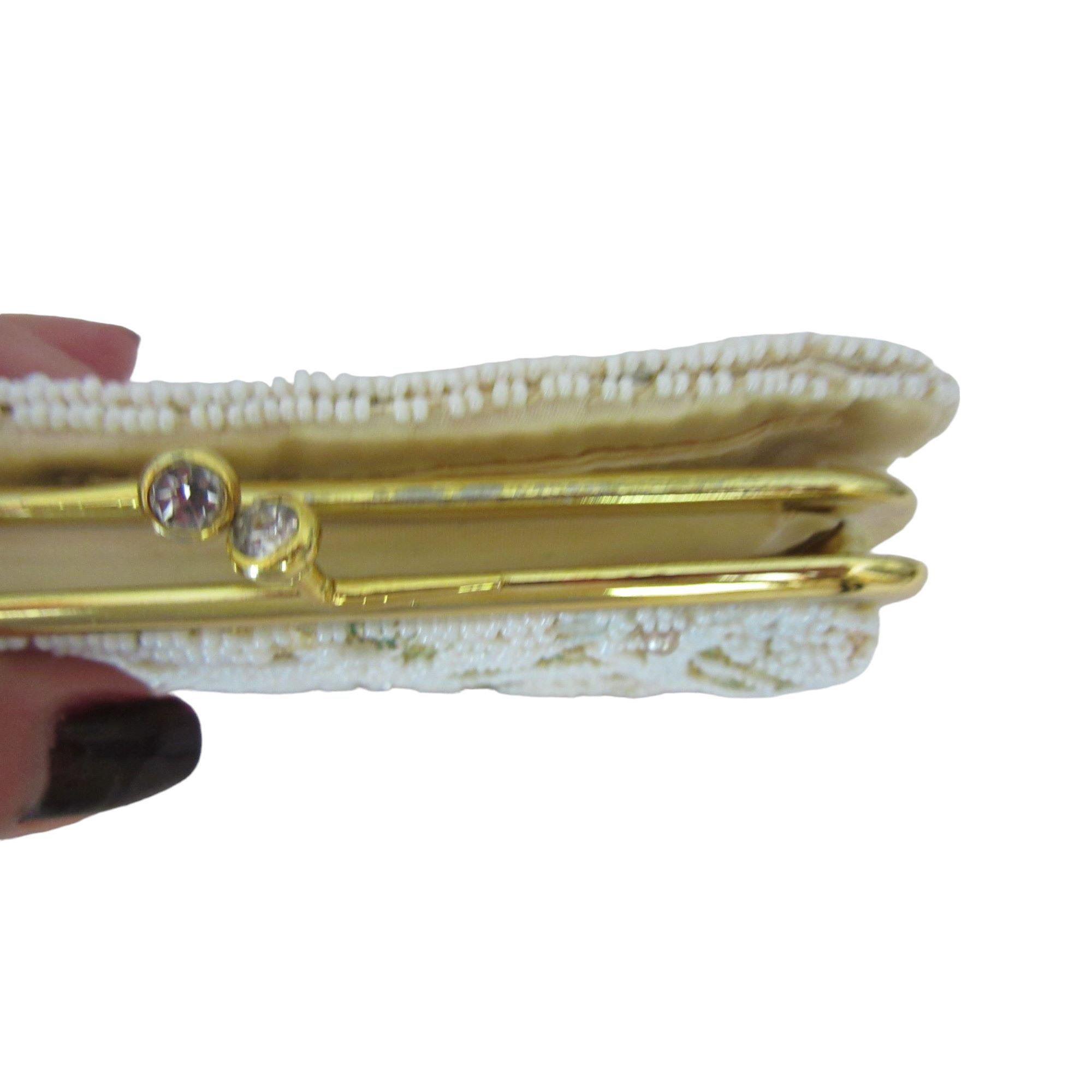 Portefeuille En Satin De Soie Perlé Vintage Jolles - Années 1950, Autriche, Très Bon état