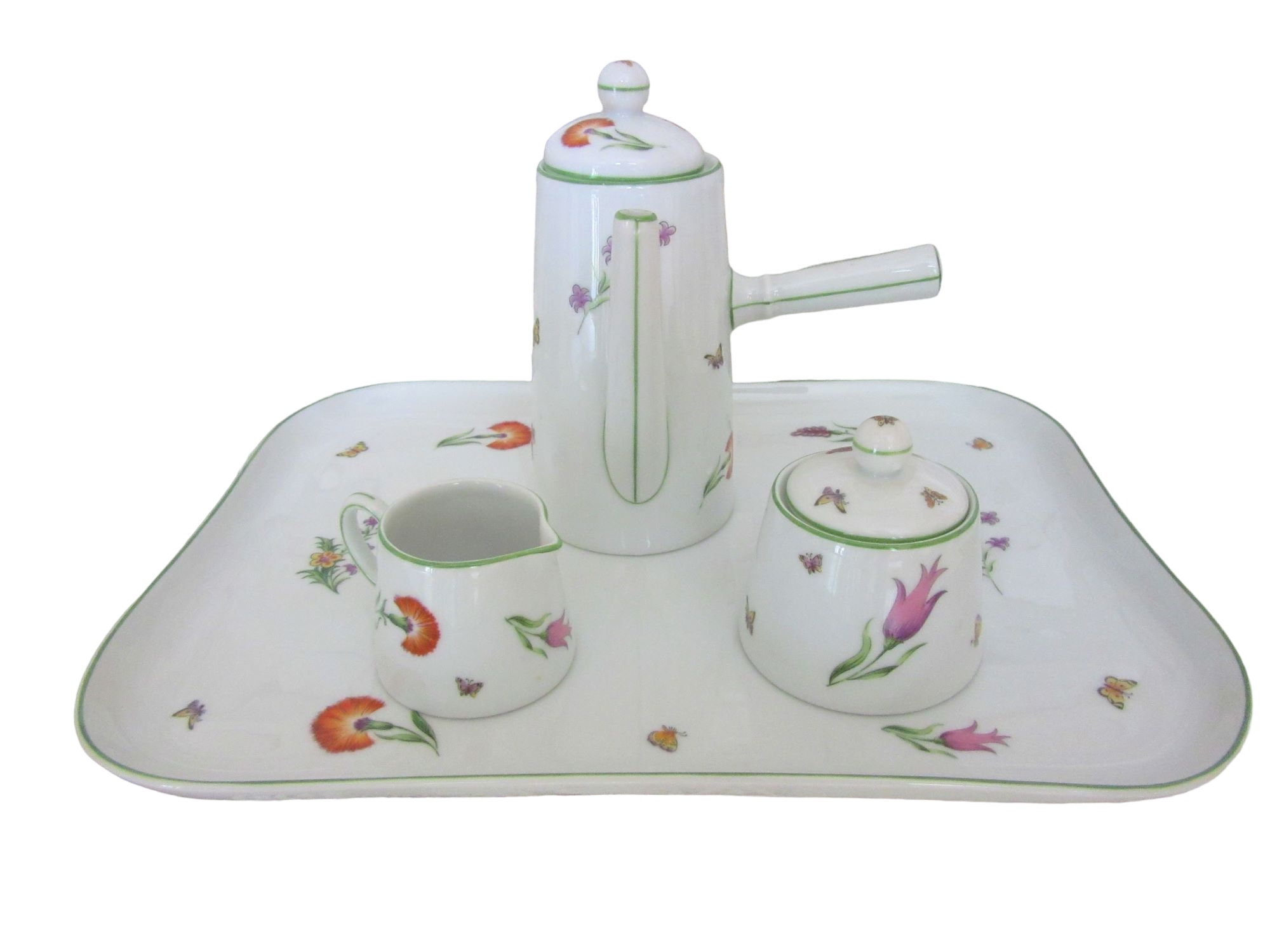 Vintage Limoges Tiffany & Co, Tiffany Garden Espresso Set, Tray