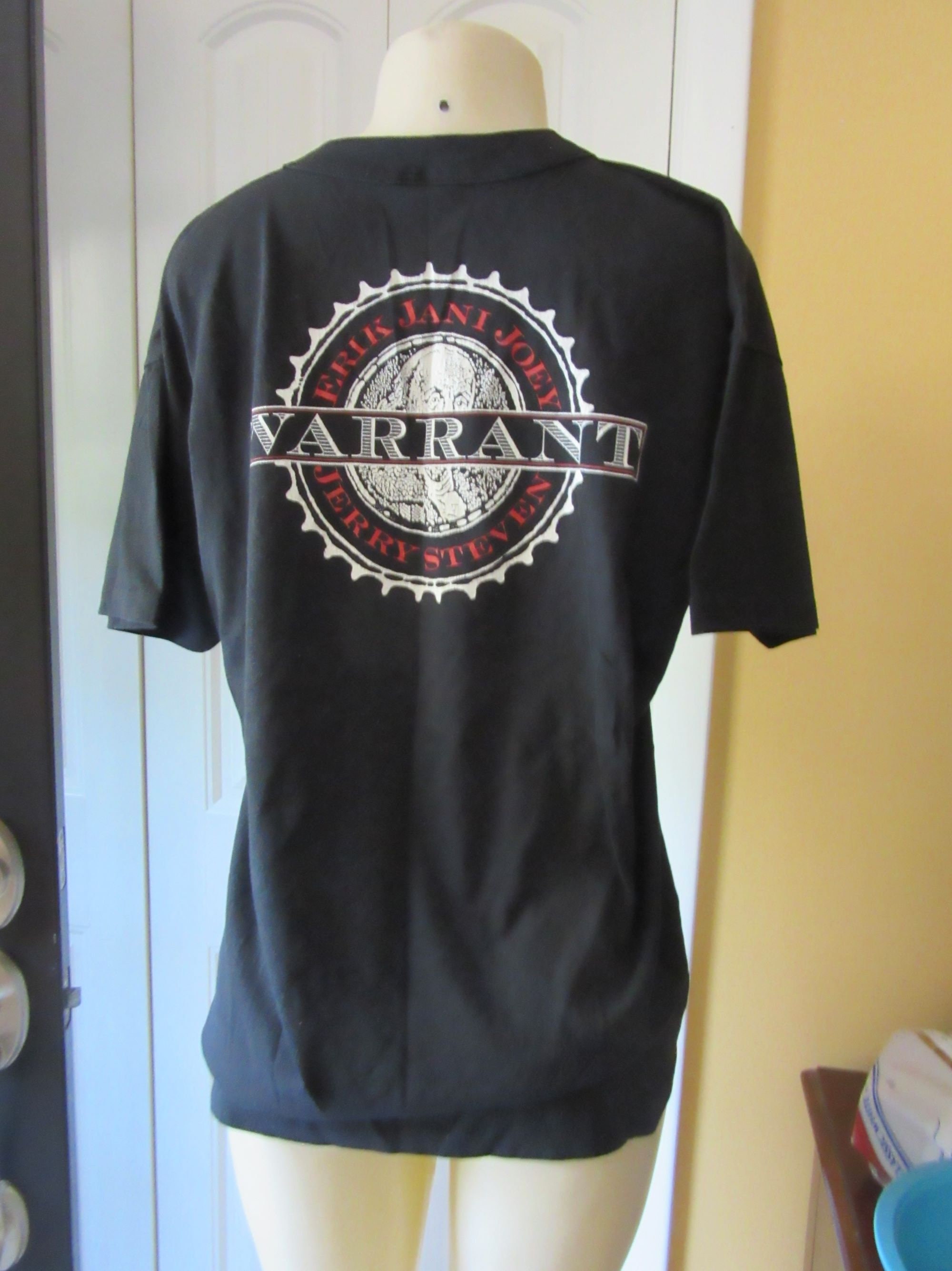 Vintage Tee Swing Black T-shirt, Warrant Metal Rock Band 1989 Tour