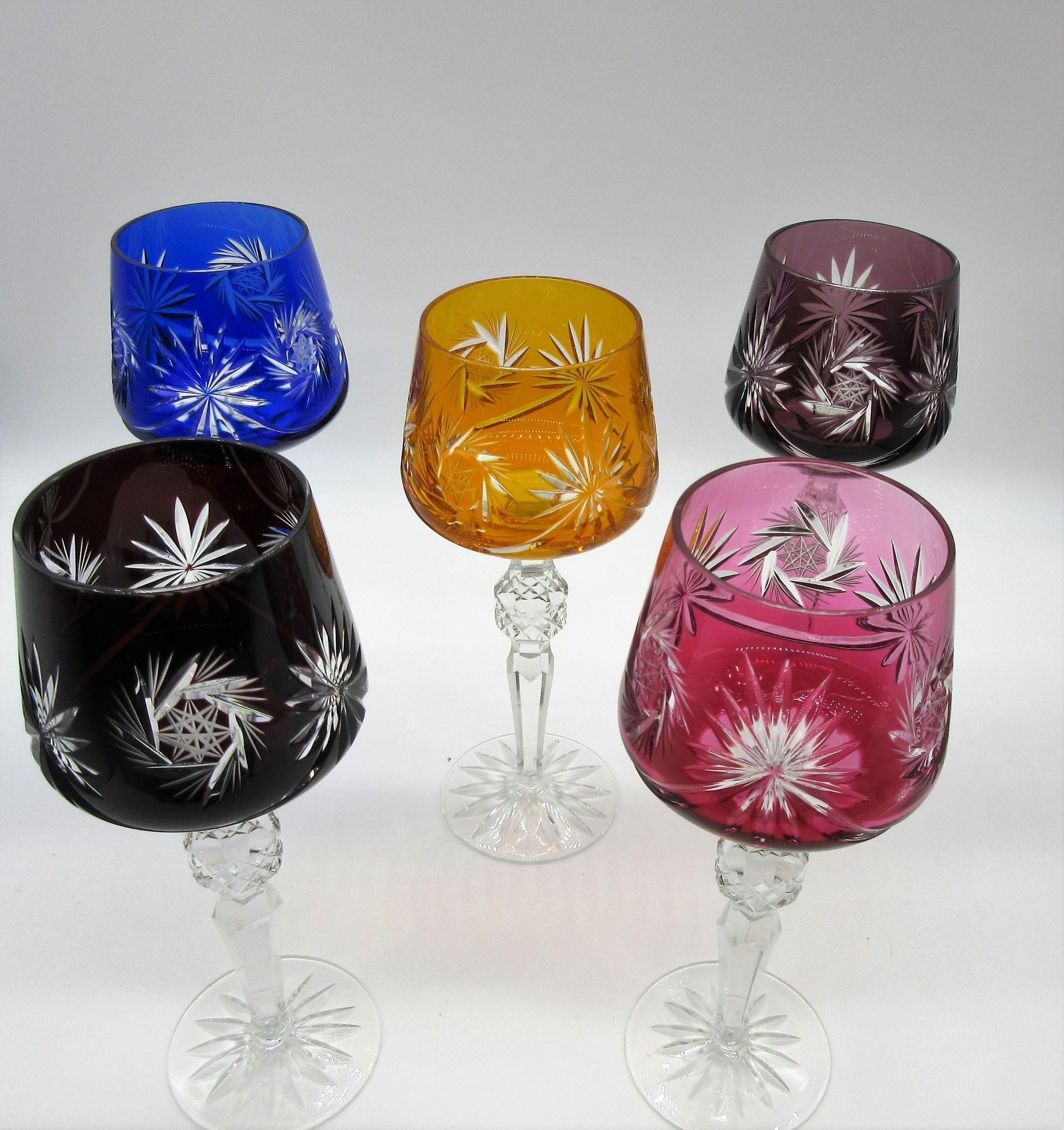 Czech Bohemian Wine Glass decorated with Swarovski Crystals 280ml Crystal  Czech Republic –